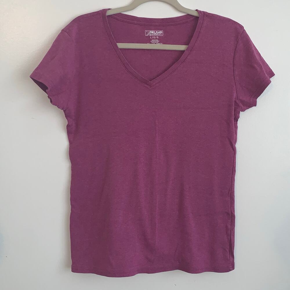 Kirkland Signature Women’s V‑Neck Tee – Purple Heather – Size L